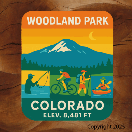 Woodland Park Co water bottle sticker & Decals Mountain range image 0