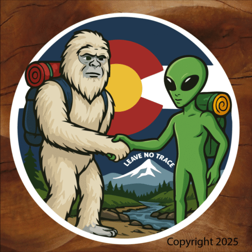 Colorado Flag Leave no trace Yeti alien sticker, decals made in Woodland Park Co image 0