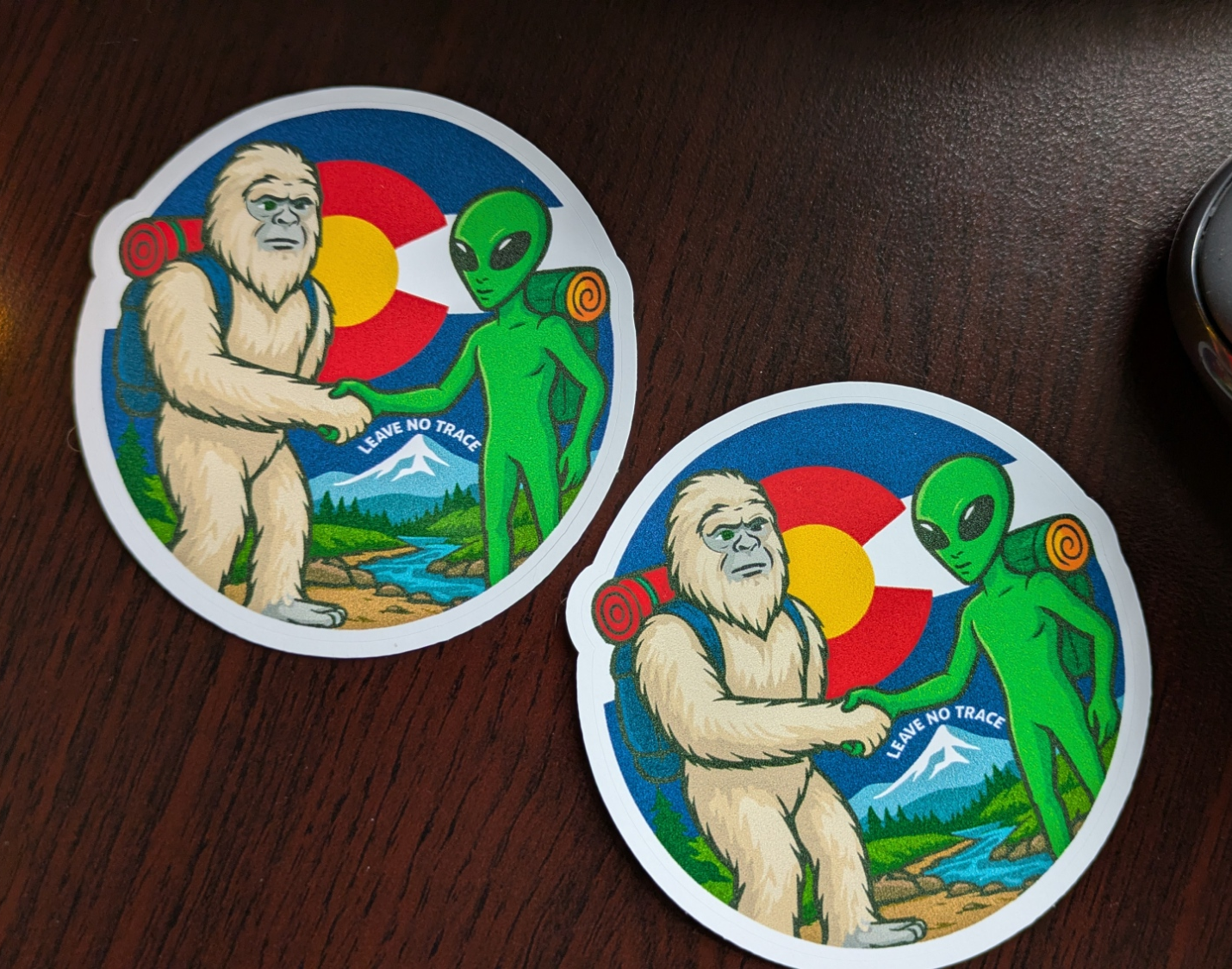 Colorado Flag Leave no trace Yeti alien sticker, decals made in Woodland Park Co image 1