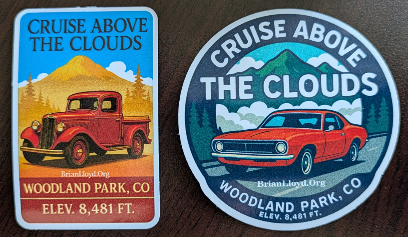 Woodland Park, Co Cruise above the clouds water bottle, laptop sticker, decal image 1