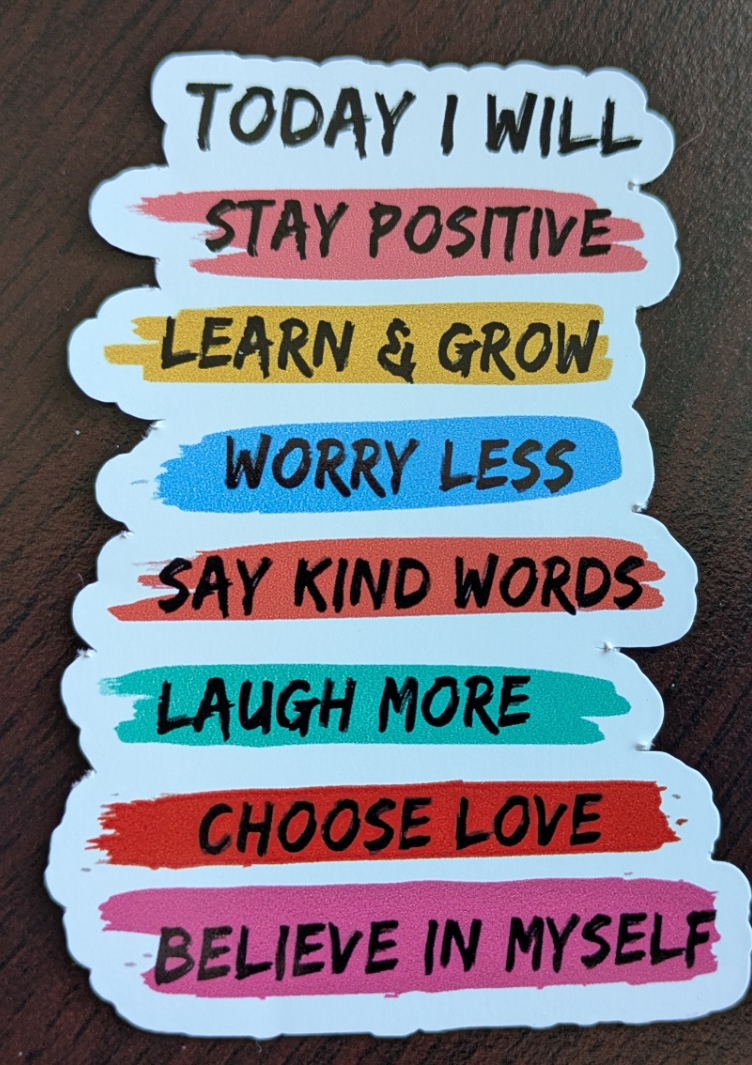 Positive Affirmation sticker, decals "Today I will" made in Woodland Park Co image 2