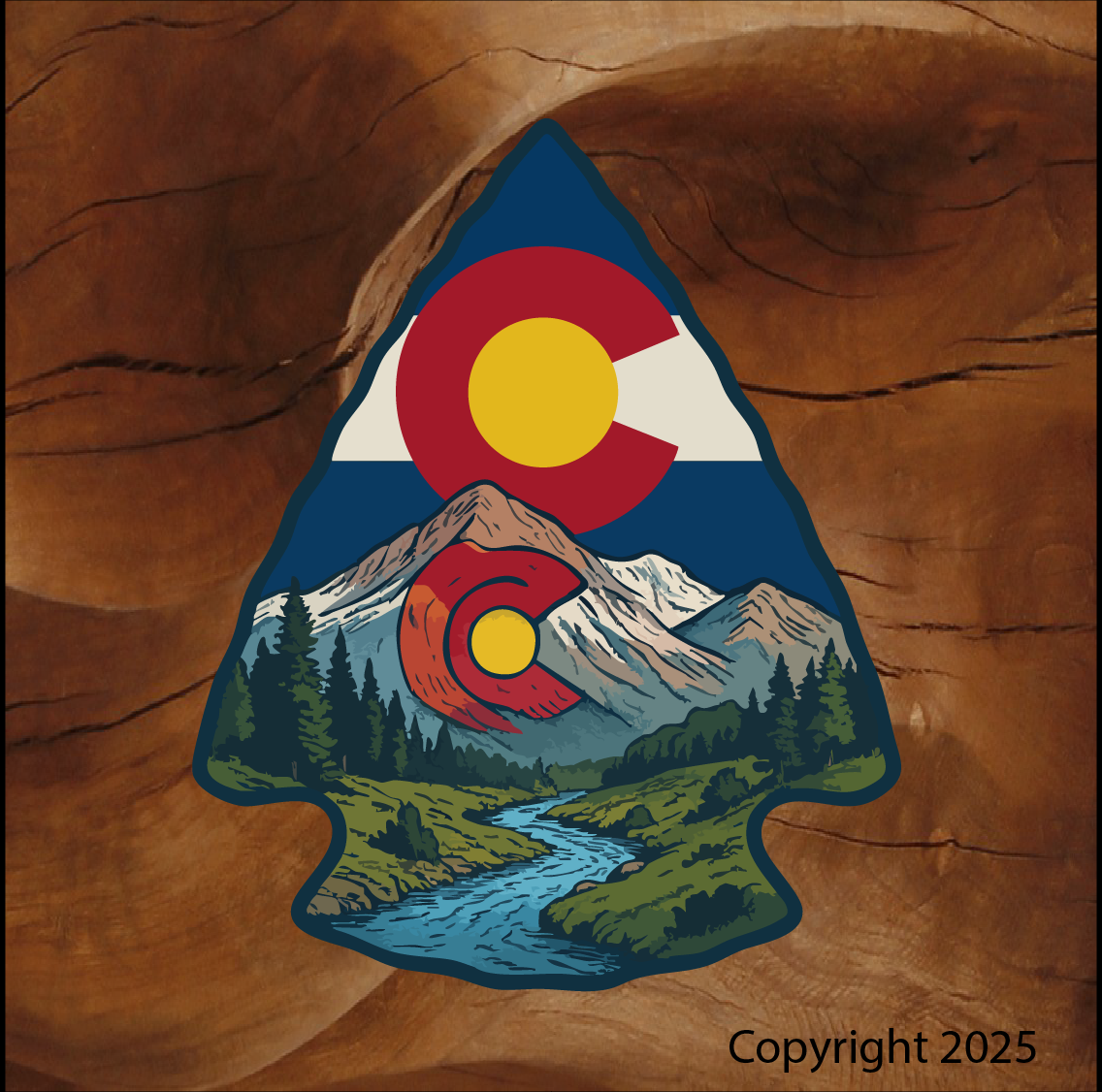 Colorado Flag Arrowhead sticker, decals made in Woodland Park Co