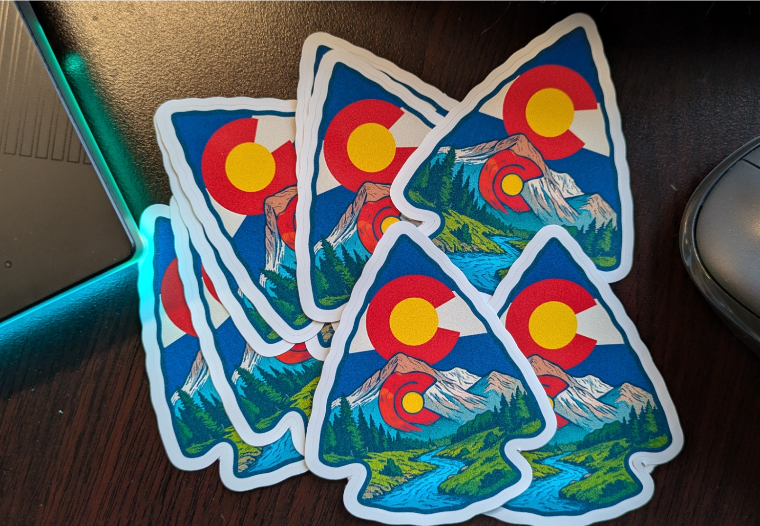 Colorado Flag Arrowhead sticker, decals made in Woodland Park Co image 0