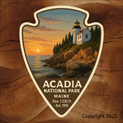 Acadia National Park, Maine. National Parks sticker Acadia. Stickers for National Parks.