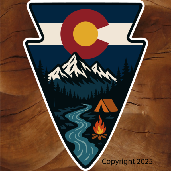 Colorado Flag Arrowhead Camping Sticker