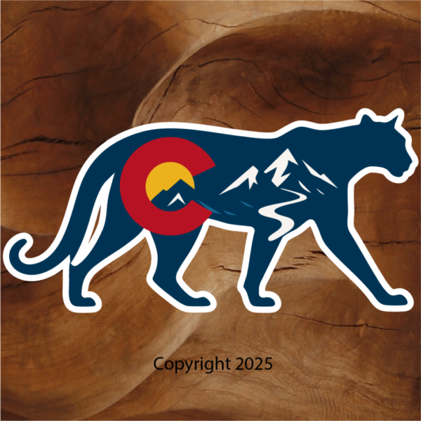 Colorado Flag Mountain Lion Sticker