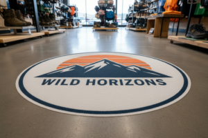 Custom floor decals designed and printed by Brian Lloyd Designs in Woodland Park, Colorado.