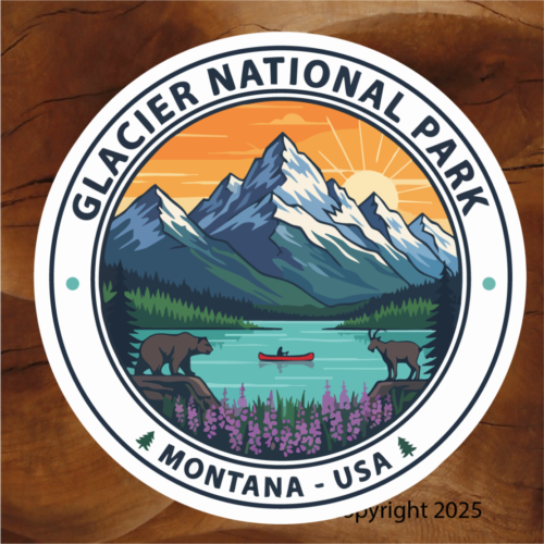 Glacier National Park stickers. Montana stickers for Glacier National Park. National Park stickers in Montana.
