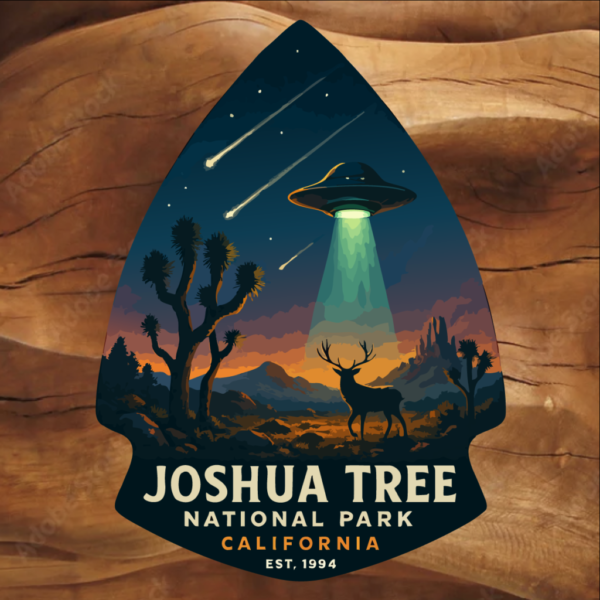 Joshua Tree National Park vinyl sticker desert artwork. Waterproof, UV-resistant