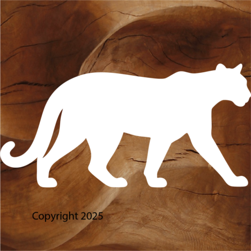 Colorado mountain lion sticker, mountain lion silhouette sticker, cougar sticker, puma sticker, Colorado wildlife sticker, wildlife silhouette sticker, big cat sticker, predator sticker, outdoor lifestyle sticker, hiking sticker, camping sticker, hunting sticker, nature sticker, minimalist sticker, vinyl outdoor sticker, waterproof vinyl sticker, water bottle sticker, cooler sticker, truck sticker, laptop sticker, car window sticker, outdoor gear sticker, Colorado pride sticker, wildlife art sticker