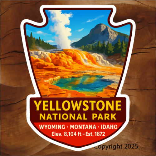 Yellowstone National Park sticker, Wyoming stickers, Wyoming National Park stickers, yellow stone.