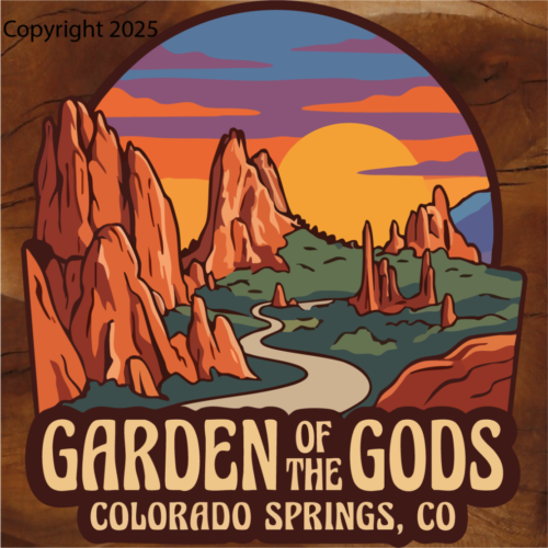 Garden of the Gods stickers, Garden of the Gods Trading Post stickers, in Colorado Springs, Colorado, designed by Brian Lloyd Designs in Woodland Park, Colorado.